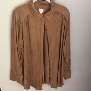 Faux Suede Button Down